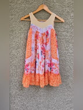 Jona Michelle Girls' Orange Floral Tiered Sundress